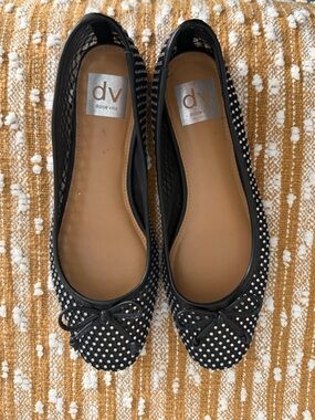 Dolce Vita Black Crystal Mesh Ballet Flats